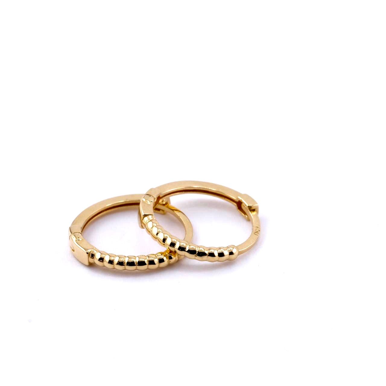 Aros Argollas de Oro Amarillo y Pelotitas 18Kt.