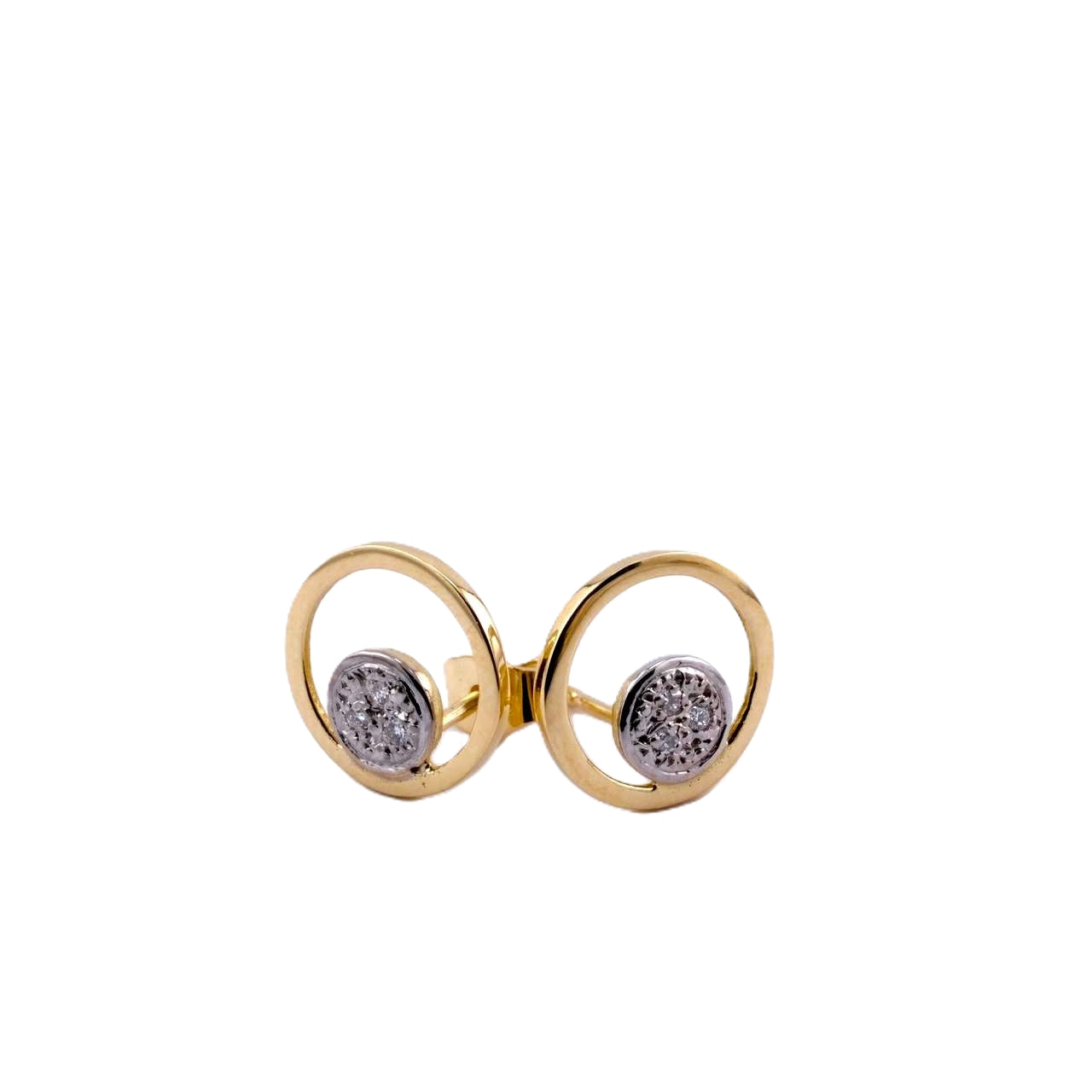 Aros Círculo de Oro Amarillo y Brillantes 18Kt.