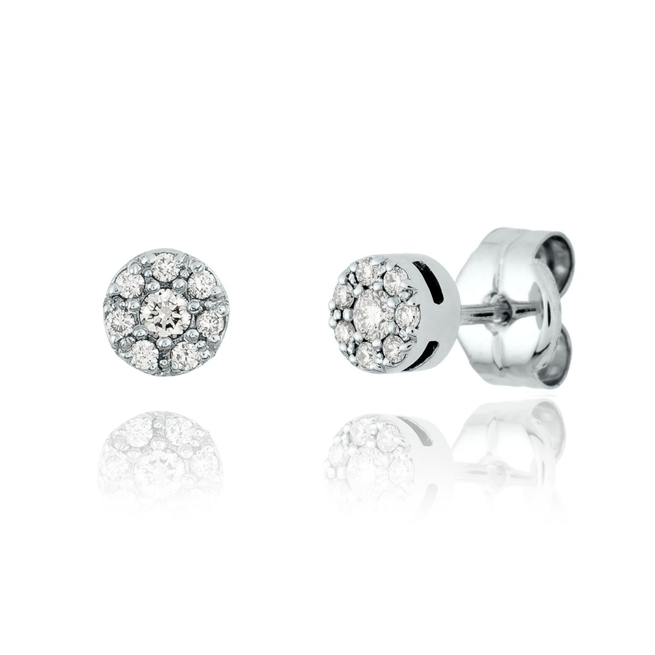 Aros Círculo de 8 Brillantes en Oro Blanco.