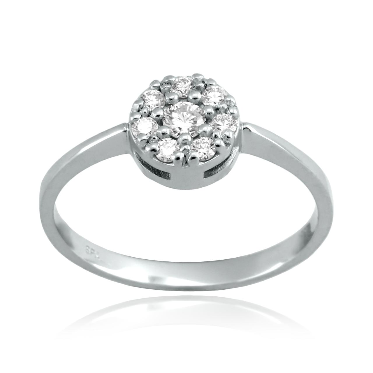 Anillo Círculo de 8 Brillantes en Oro Blanco.