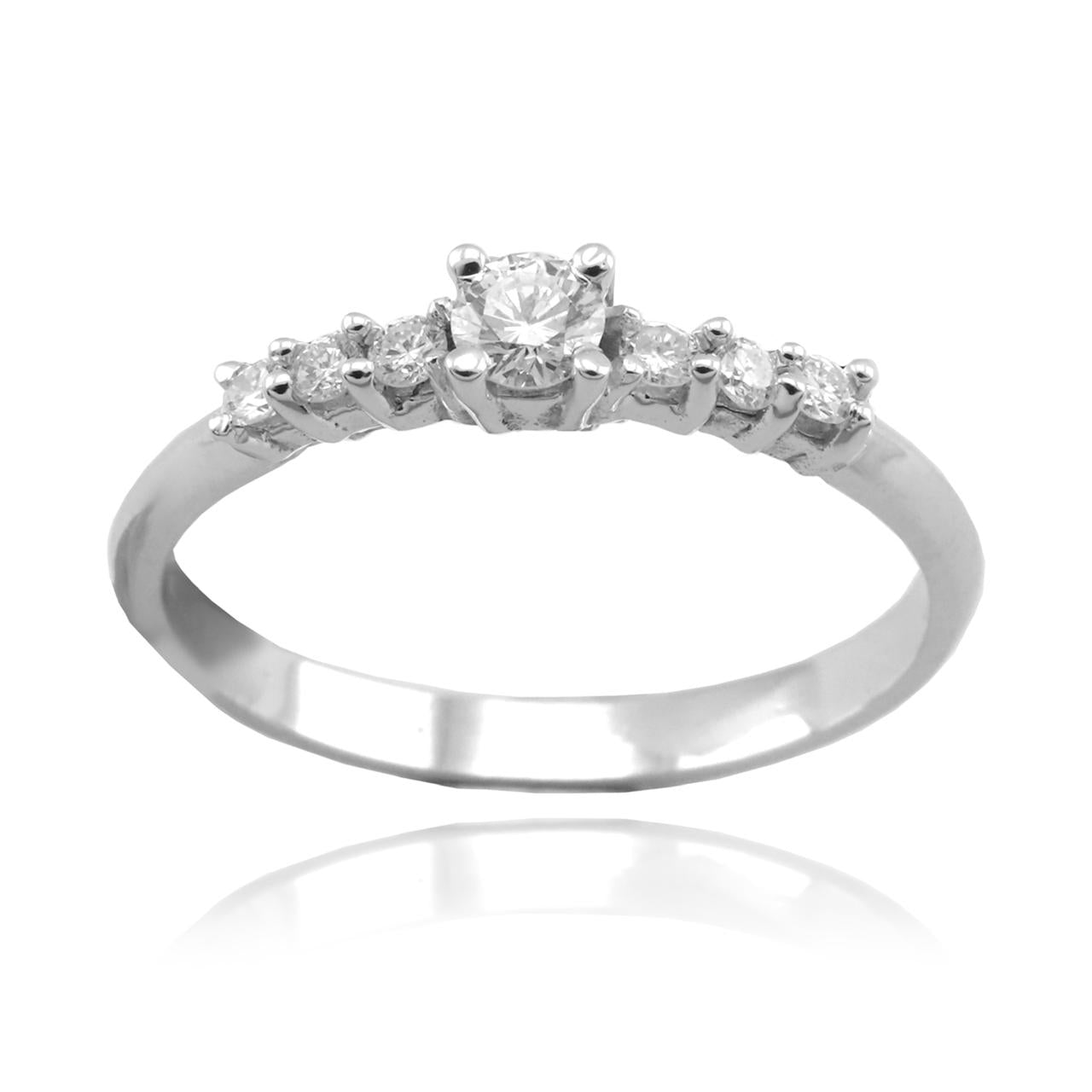 Anillo  Oro Blanco 7 Brillantes.