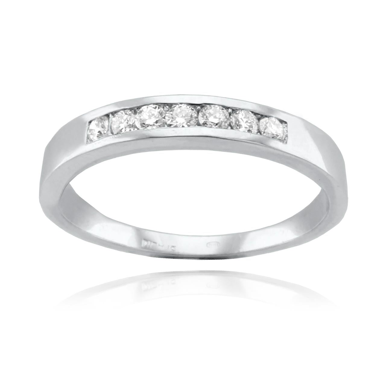 Anillo  Oro Blanco 7 Brillantes Engaste Canal.