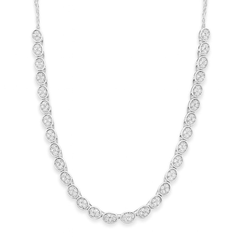 Collar Brillantes Ovaldos en Oro Blanco.