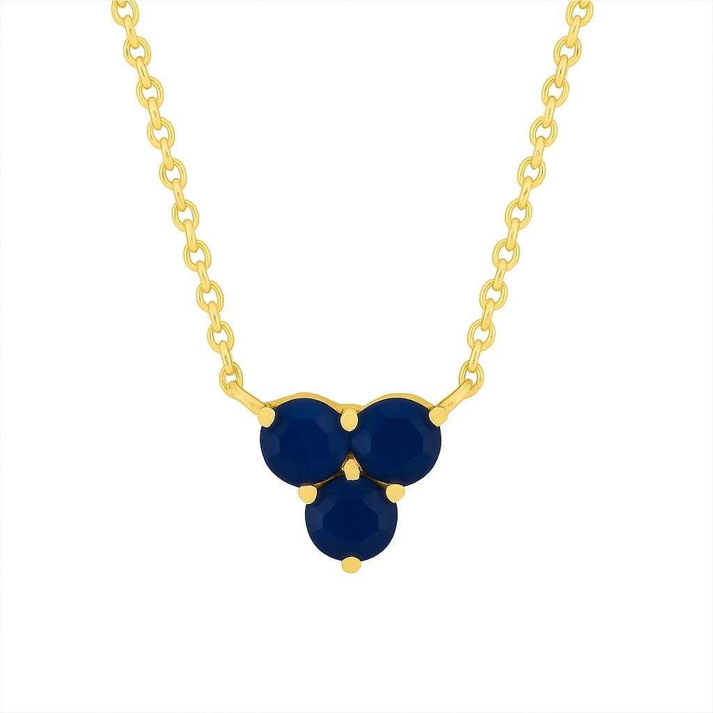 Collar Trío de Zafiros en Oro Amarillo 14Kt.