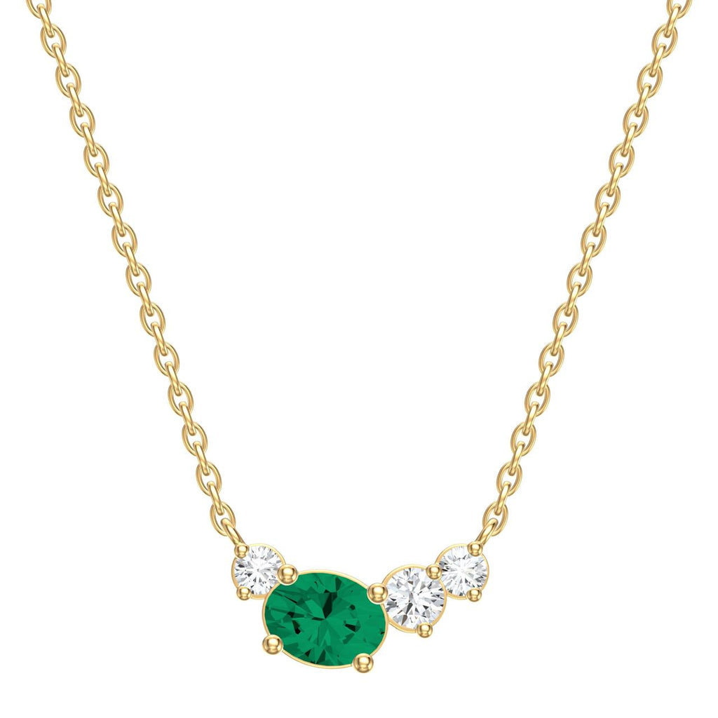 Collar Trío de Brillantes y Zafiro en Oro Amarillo 14Kt.