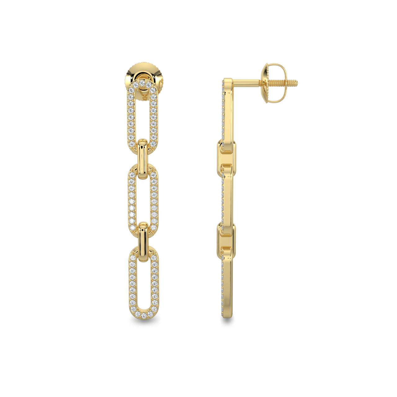Aros 3 Eslabones de Oro Amarillo 14Kt y Brillantes Naturales.