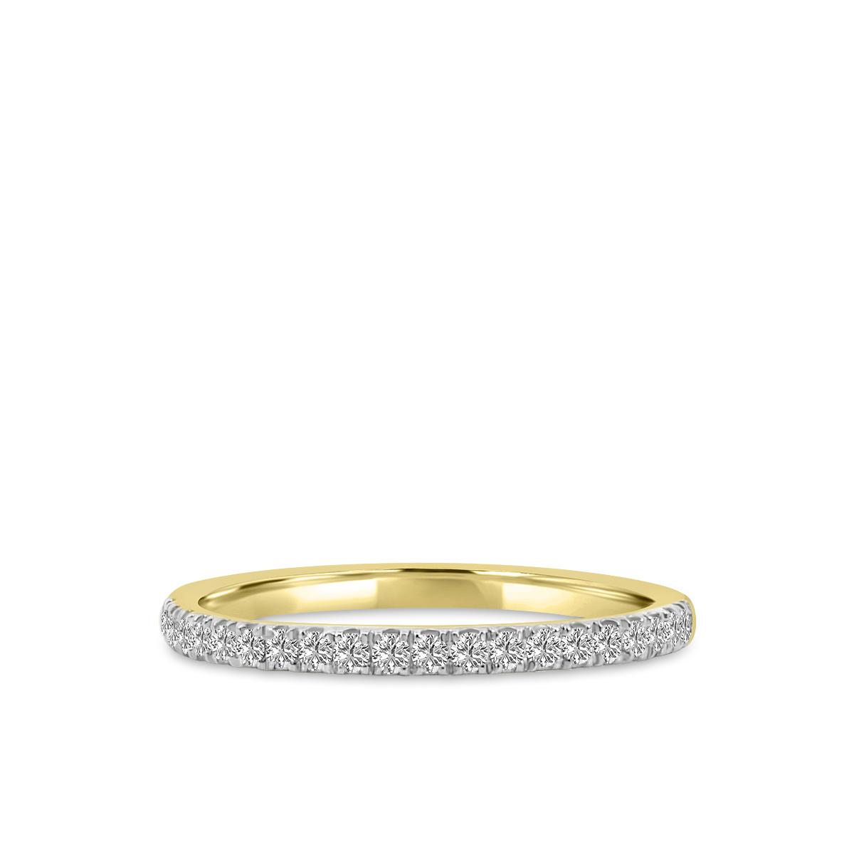 Anillo Oro Amarillo Medio Cintillo y Brillantes 14Kt.