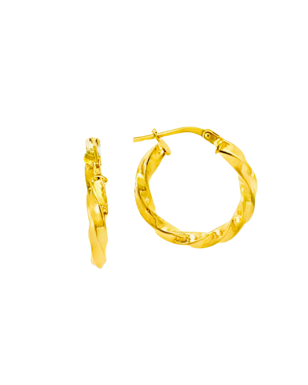 Aros Argollas de Oro Amarillo 18KT Tubo Trenzado 3 MM.