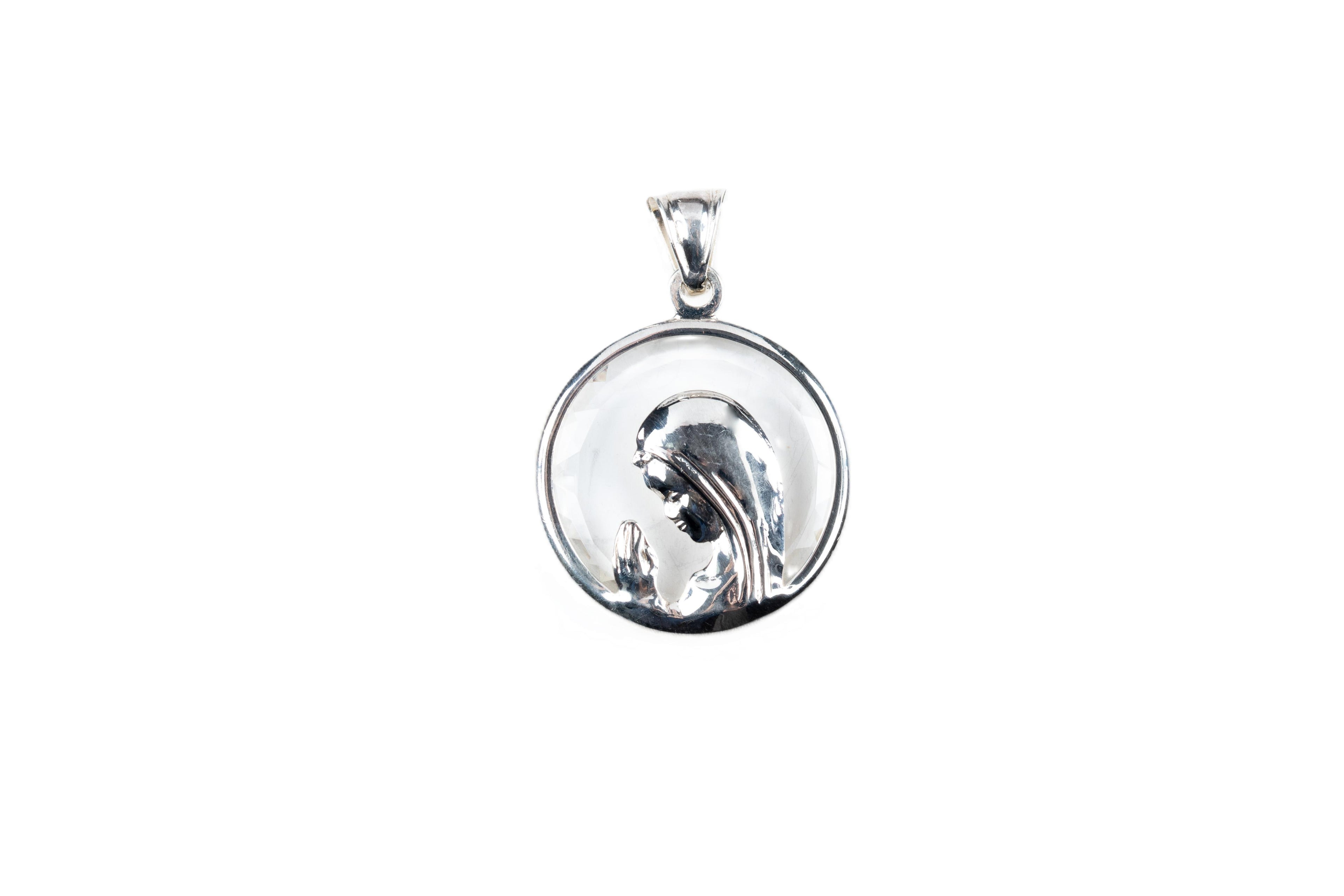 Medalla Virgen Niña de Plata y Cristal