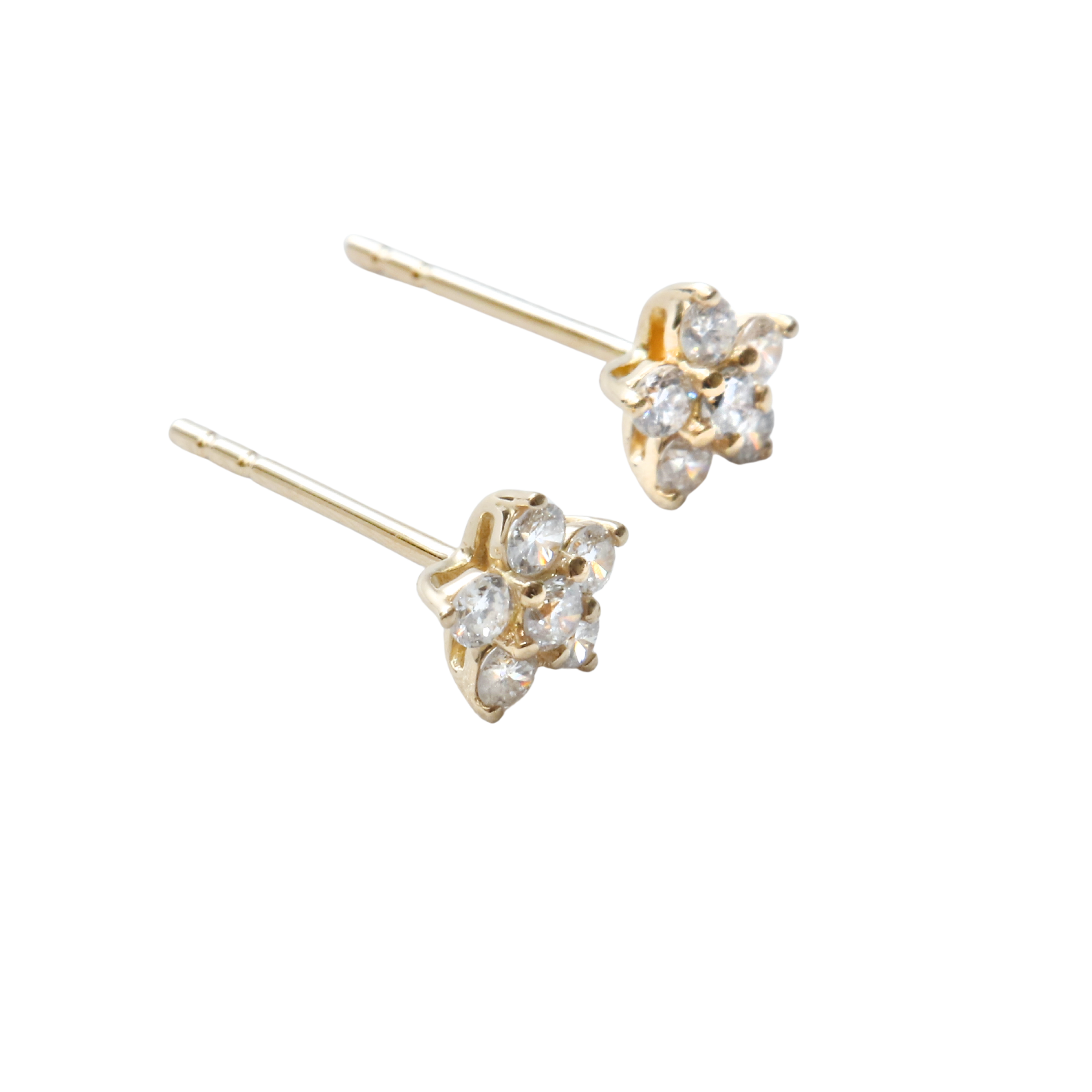 Aros Flor 6 Brillantes Oro Amarillo 18KT.