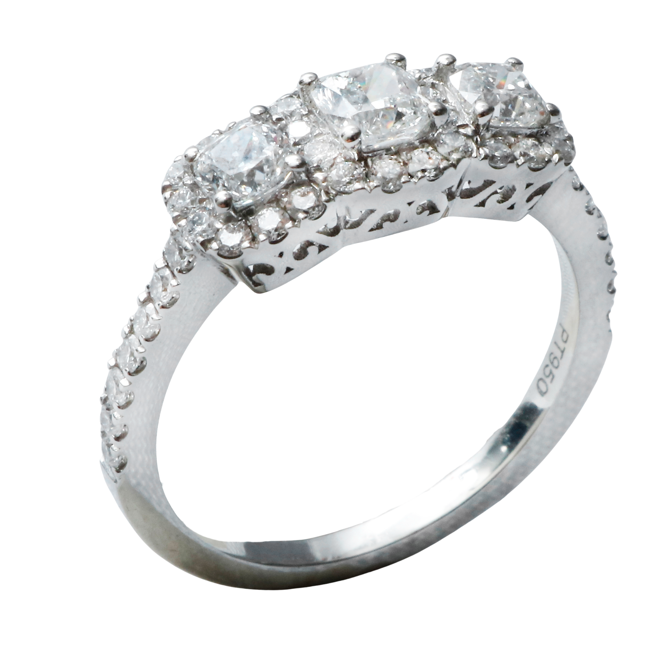 Anillo Tricillo Platino Brillantes.