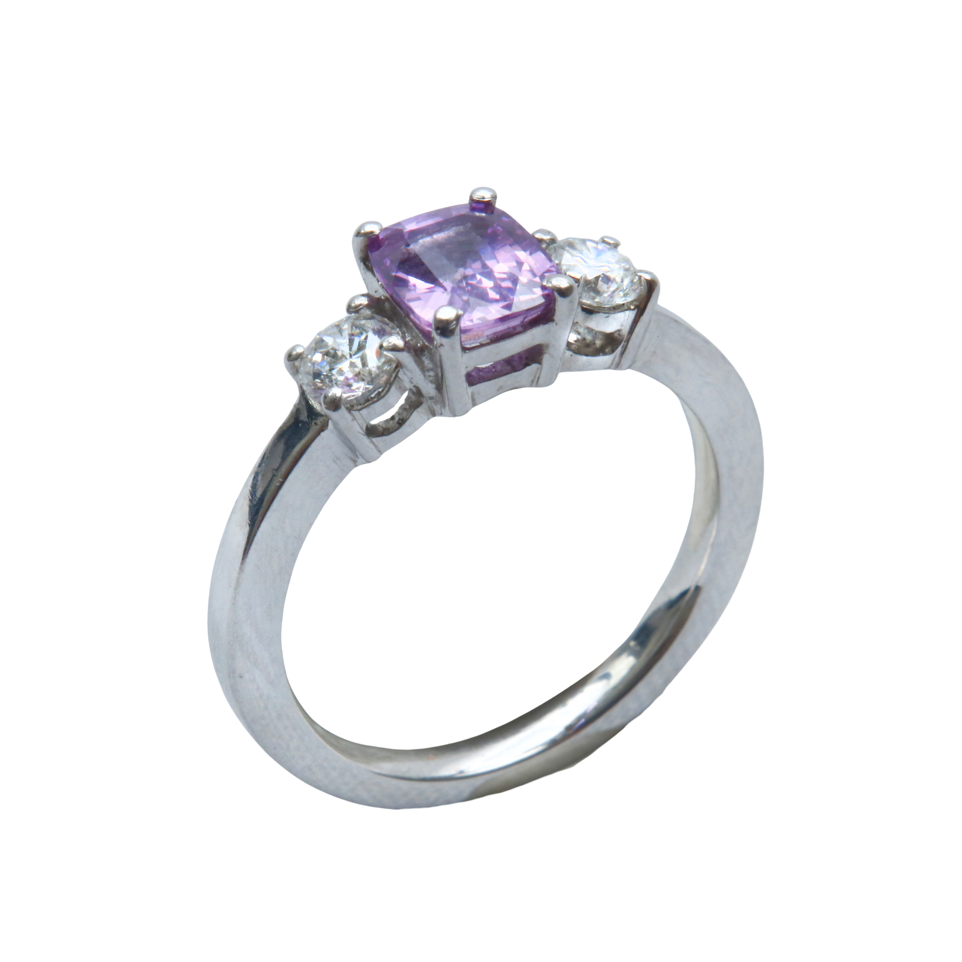 Anillo Platino Zafiro Rosa.