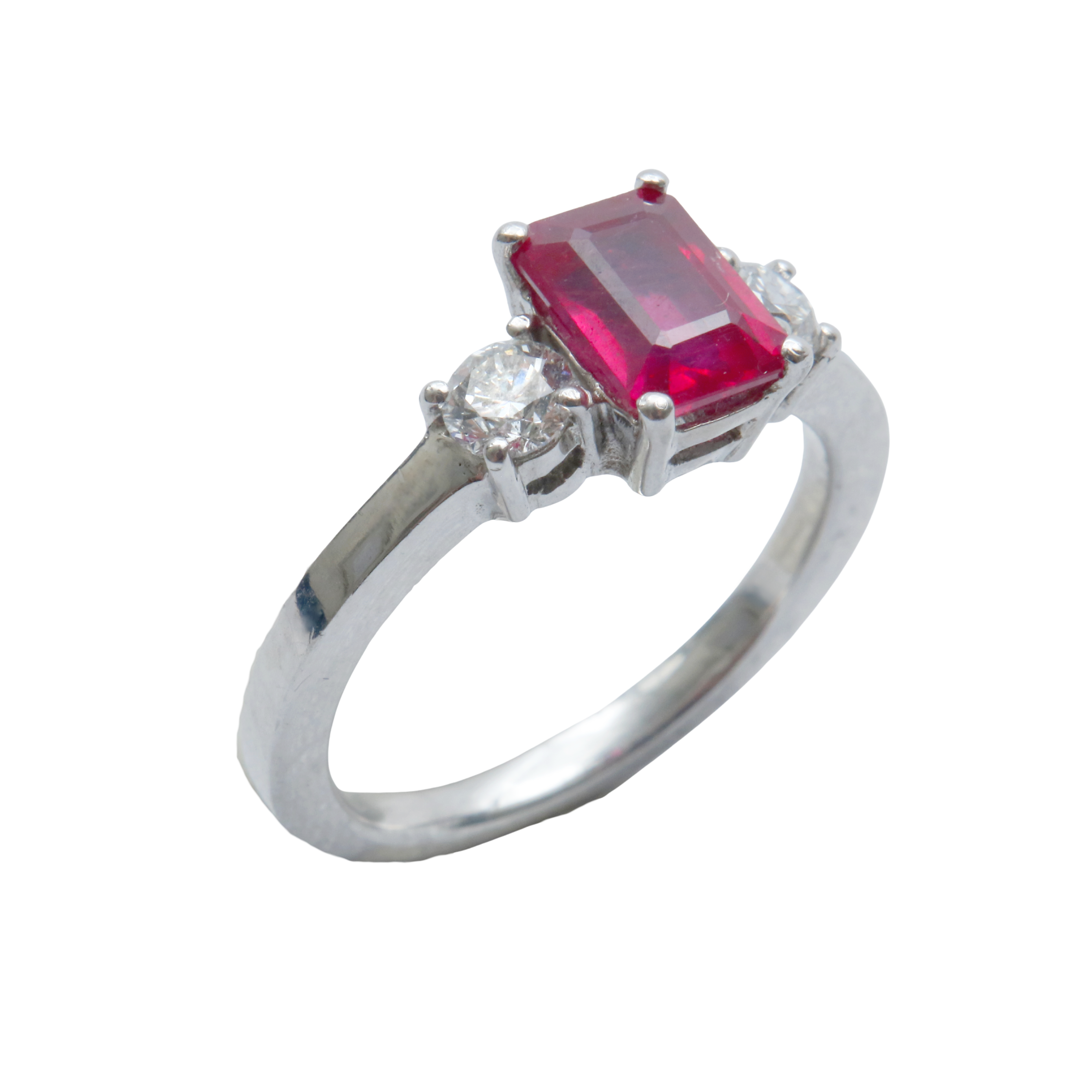 Anillo Platino Rubí Rectangular.